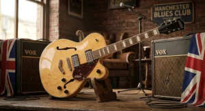 Gretsch Streamliner semi-hollow guitar with humbucker pickups, ideal for British blues rock rhythm and lead.