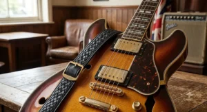 Yamaha SA2200 semi-hollow body guitar showcasing premium Japanese build quality for rich blues lead lines.