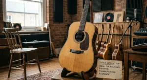 Sitka spruce top dreadnought acoustic guitar ideal for balanced, dynamic fingerpicking response.