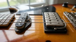Visual comparison of magnetic coils on an active vs passive bass guitar pickup