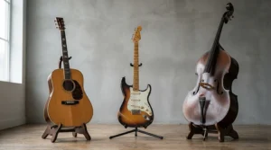 An editorial style graphic comparing various models when choosing the best bass guitar for your style