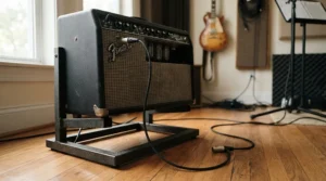 A direct line output from a modelling amp for gigging running straight to the PA system