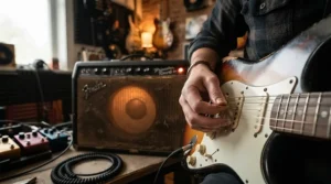 Exploring expressive valve amp dynamics with a valve combo amp for blues during a home rehearsal