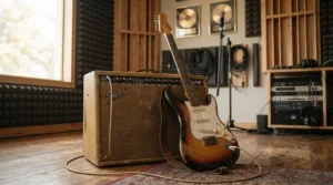 Testing clean headroom on a valve combo amp for blues in a British recording studio